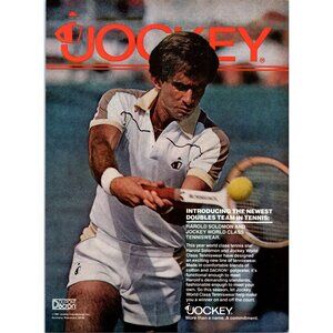 1981 Jockey Tennis Wear Athletic Clothing Vintage Print Ad Harold Soloman Art